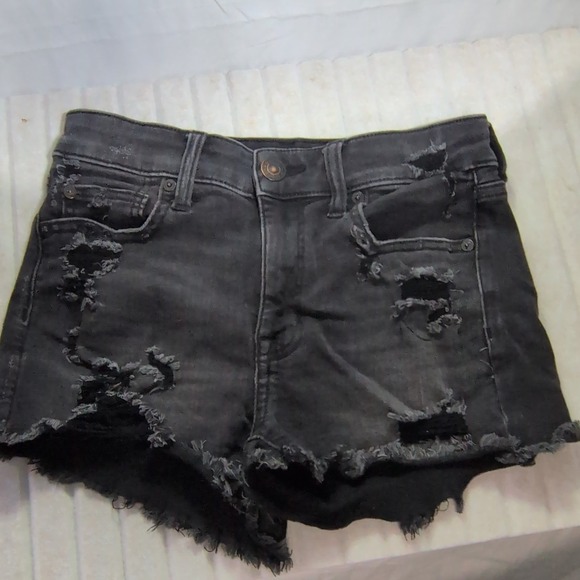 American Eagle Outfitters Pants - American Eagle Outfiter Blk Distresed Edgy Festil Y2K cut off denim shorts -sz2